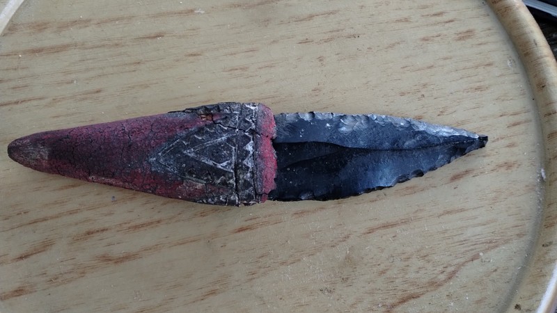 Obsidian-bladed Dagger Papua New Guinea, micro blade knife 1940s