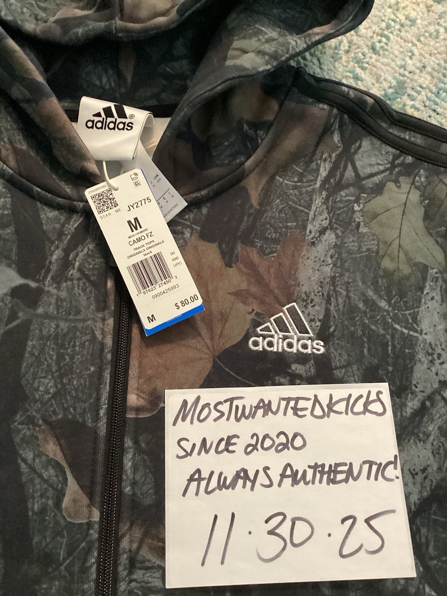 NWT Adidas Originals Black Camo Full Zip Hoodie Men's Sz M FREE