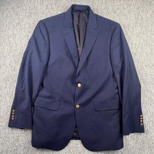 Jos A Bank Blazer Mens 41R Navy Blue Wool Signature Tailored Fit Gold Buttons