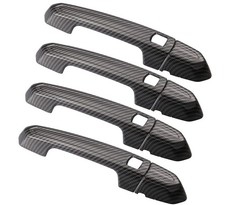 Door Handle Cover Kit Outside Left Right Front Rear Carbon Fiber Black for Ca...
