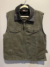 Men's KAKADU Australia Green Zip Leather Collar Conceal Carry Vest C11MV03 Sz S