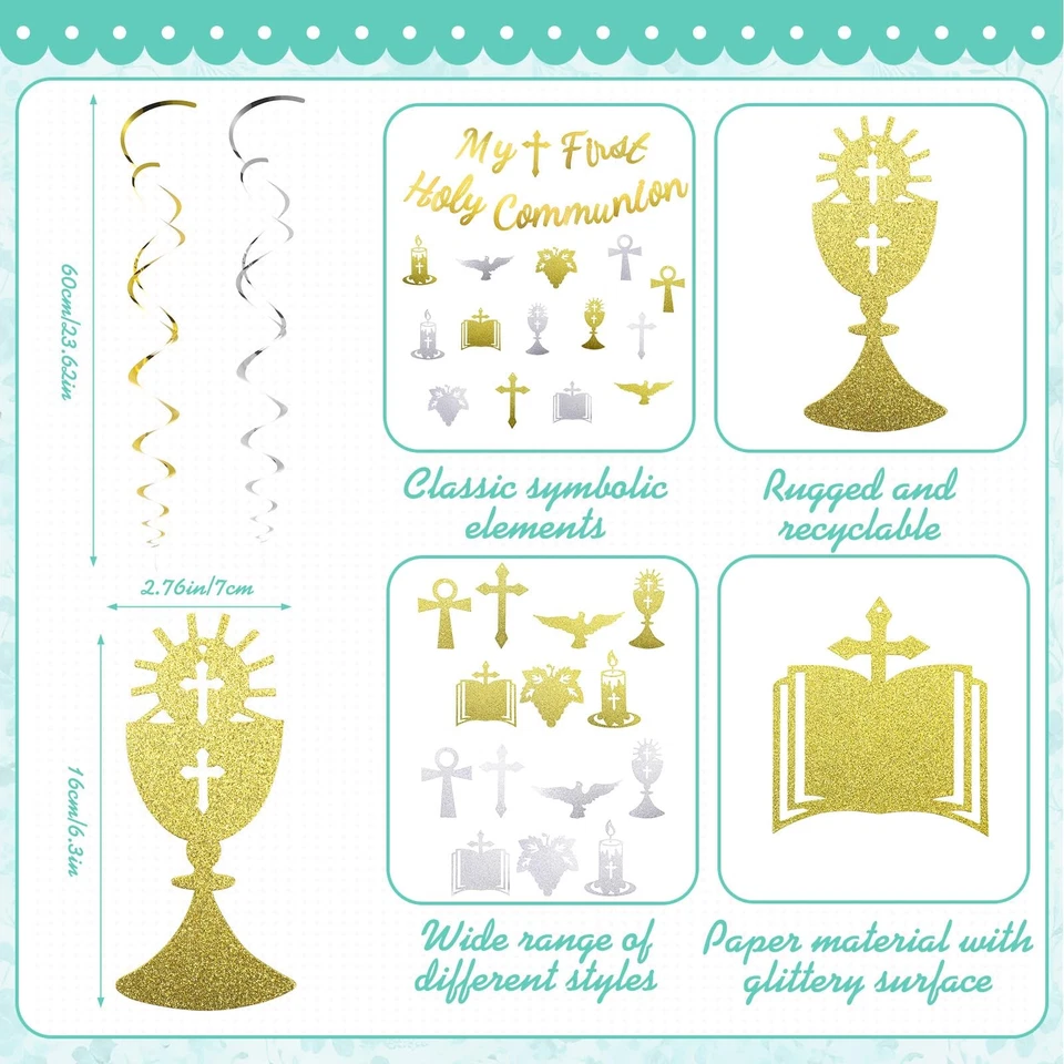 Suministros para fiestas de bautizo para niños, incluye juego de 24 platos azules servilletas y cruz... Foto 3 de 4