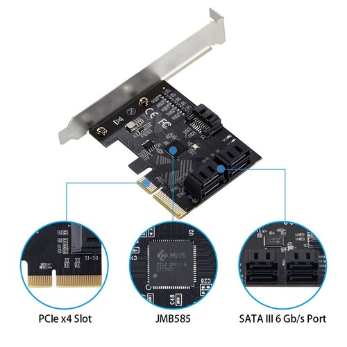 5 Port SATA III PCIE X4 zu SATA 3.0 PCI Express Konverter Computer Festplat9175 - Afbeelding 4 van 6