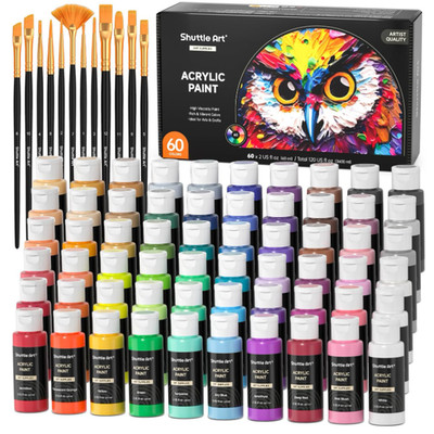 Shuttle Art 72 Farben Acrylmalerei Set 60 ml 58 Farben