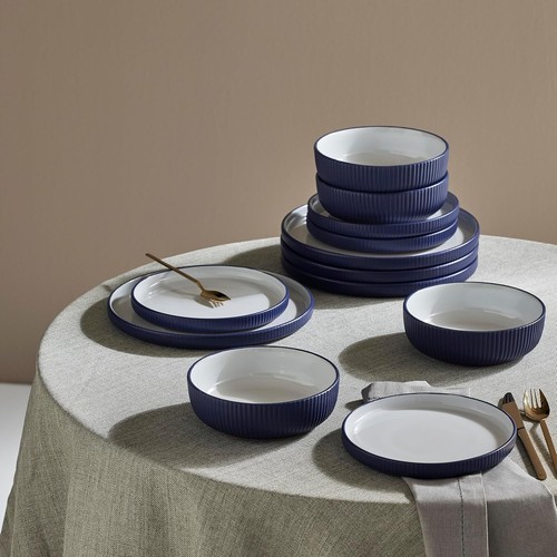 Christian Siriano Laro 24 Pezzi Gres - Servizio per 8, Blu Scuro - Foto 2 di 10