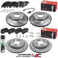 PARA AUDI Q5 DISCOS DE FRENO DELANTEROS Y TRASEROS PERFORADOS Y RANURADOS + PASTILLAS BREMBO PREMIUM