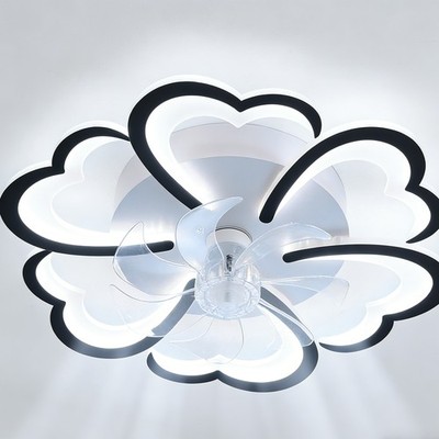 Ceiling Fan with LED Light 27'' Smart Flower Flush Mount Remote APP Control Kit