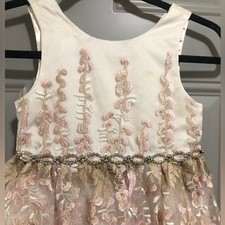 American Princess White, pink, ivory, gold rhinestone waist embroidered Dress.