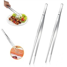 2Pcs Stainless Steel Kitchen Tweezers, 12Inch Culinary Fine Tweezer Tongs Foo...