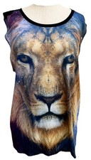 Lion Majestic Animal Tank Bold Judah Print Graphic Tank Top Unisex Sz XL USA