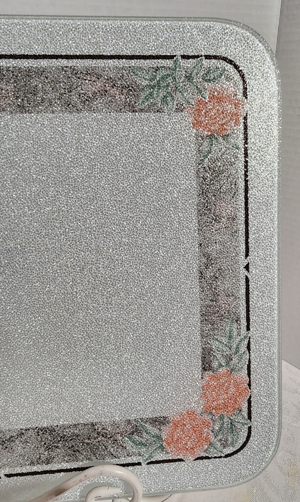 CORELLE Corning Glass Counter Saver SILK and ROSES 12" X 15" Cutting Board