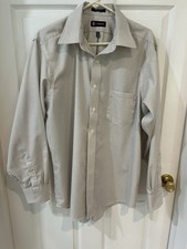 Chaps Men’s Dress Shirt Button Down Regular Tan/white Large, 16 16.5 x 34/35 EUC