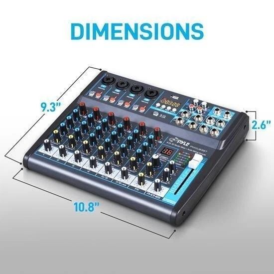 Pyle Bluetooth 8 Ch. Studio / DJ Controller Audio Mixer Console System PMXU83BT - Image 2 of 4