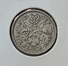 🇬🇧 1955 Uk, Great Britain 6 Pence Coin. NICE OLD COIN.