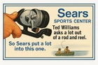 Sears  Reel Rod Fishing Vintage Postcard Style Metal Sign Advertising
