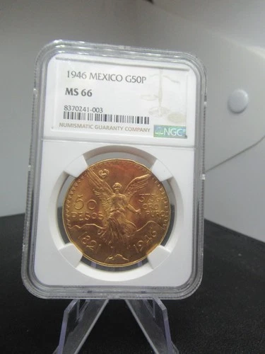 1946 Mexico GOLD $50 pesos CERTIFIED NGC MS66