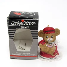 Vtg Jasco Caring Critter Chimer Mother & Baby Mouse Bell Ornament 3" Christmas
