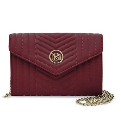 BADGLEY MISCHKA CHEVRON QUILTED CONVERTIBLE CROSSBODY BAG WINE New $99 MSRP