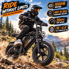 Tamobyke T16 Electric Bike for Teens,1500W 30MPH 48V 15.6Ah 16" Fat Tire Ebike
