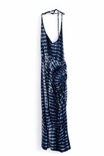 SHEIN Women's Blue White Tie Dye Ruched Maxi Dress Scoop Neck Sleeveless XL