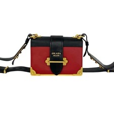 Prada Cahier Leather Mini Shoulder Bag Women Red One Size