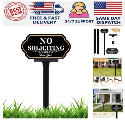 #ad High Visibility No Soliciting Yard Sign Weather Resistant Aluminum with Stake $17.56