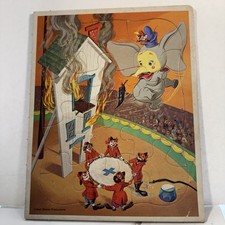VINTAGE WALT DISNEY DUMBO CIRCUS TRAY PICTURE PUZZLE FRAME CHILDREN'S JIGSAW