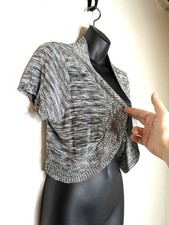 VTG Y2K Dots Women's Knit Shrug 2X Gray Bolero Cropped 90's Made in USA
