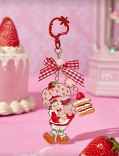 Strawberry Shortcake Keychain Bag Clip Plaid Bowknot Bag Charm Key Chain New