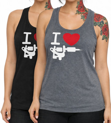 I Love Tattoo Long Vest Tops Women's Bundle For Reselling / Car Boot Sales