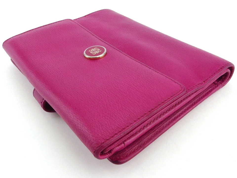 Portefeuille Loewe Anagram à deux volets rose kawaii directement du JAPON - Photo 3/4