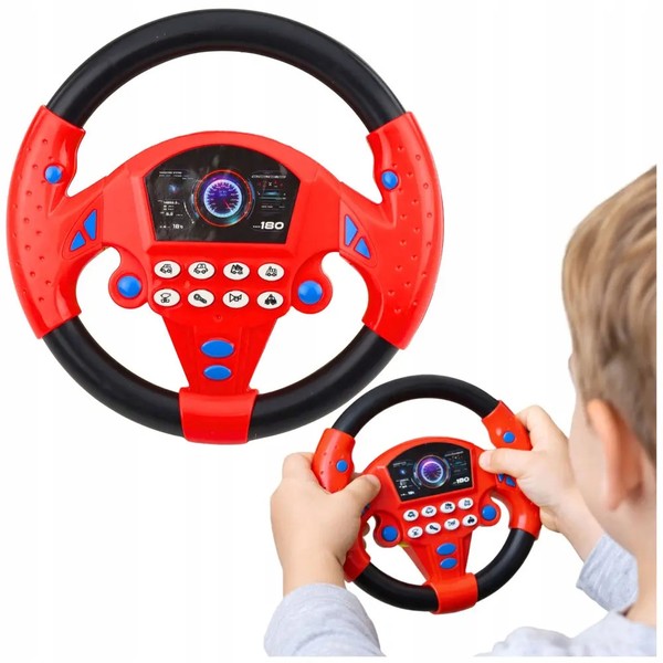 Kierownica Interaktywna Z Przyssawkami ŚWiatłA DźWięKi Czerwona Lean Toys-image