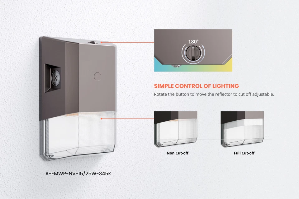 Paquete de luces de pared de emergencia para exteriores de 25 vatios con batería de respaldo de emergencia de 90 minutos Foto 4 de 4