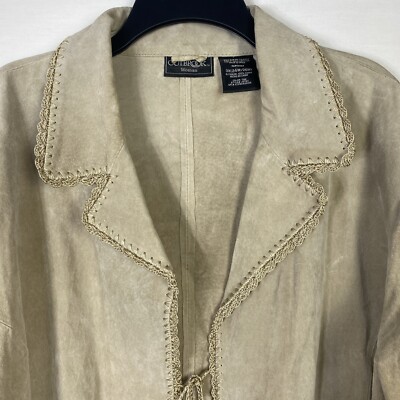 Outbrook Women's 100% Suede Leather Jacket Size 1X 16W-18W Patchwork Stitching