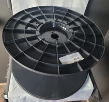 EMPTY LARGE BLACK PLASTIC SPOOL  19 1/2"x10"  FOR WIRE ROPE CABLE