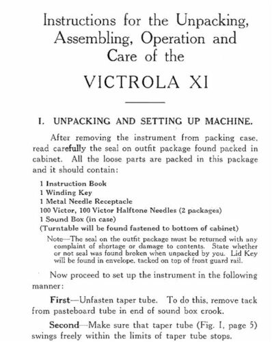Reproducción manual de instrucciones fonógrafo gramófono Victor Victrola XI - Imagen 3 de 11