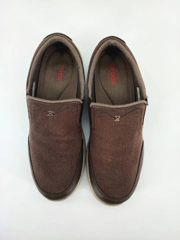 Mocasín sin cordones Crocs Kinsale marrón de lona para hombre talla 10 EE. UU. Foto 4 de 4