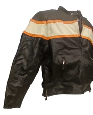 Leather jacket thermal jacket orange and cream stripe [New]