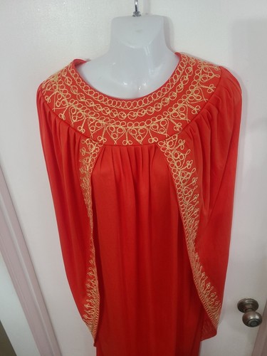 Stylish Orange Kaftan Maxi farasha Abaya Women Dress Moroccan Dubai Fancy Long