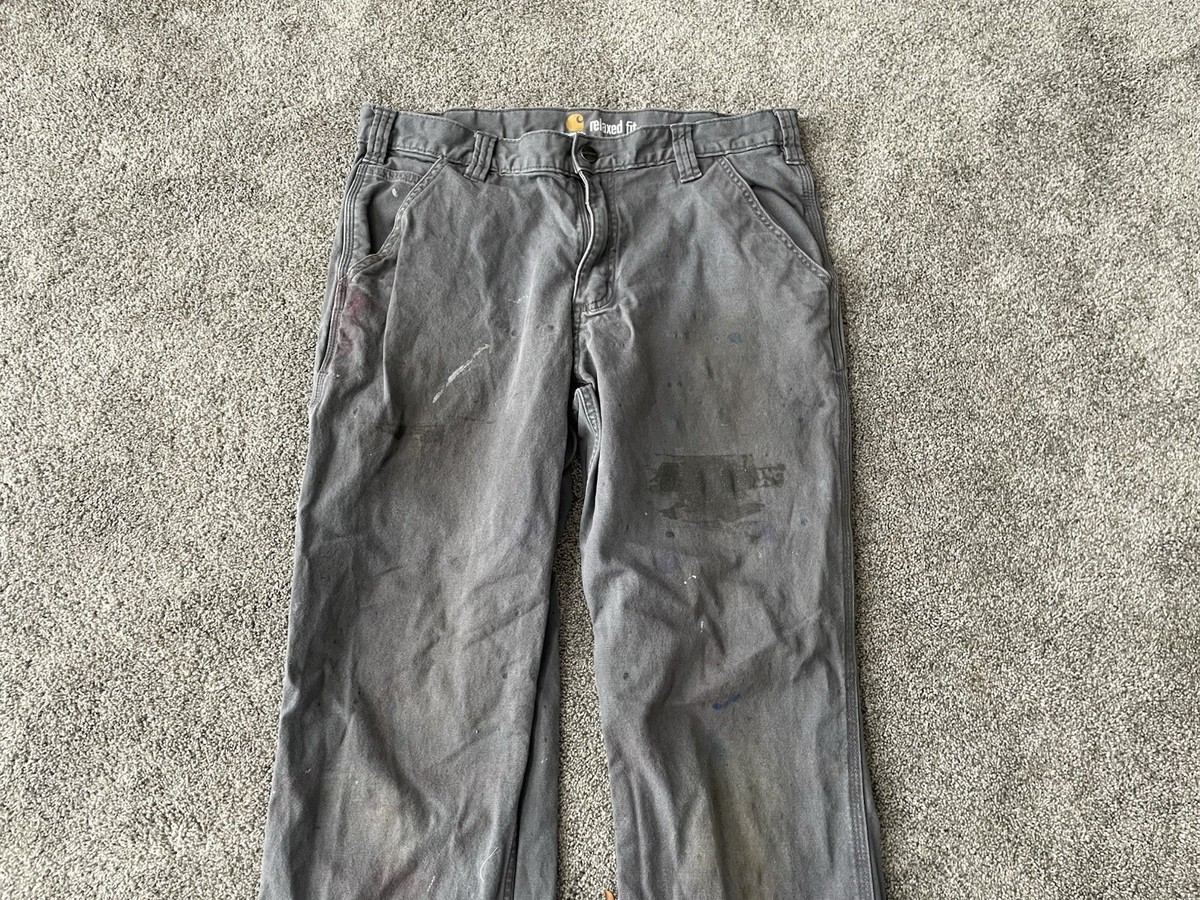 Carhartt Painter Pants Mens 34x32 Gray Relaxed Fit Distressed