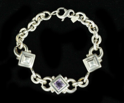 Vintage Amethyst Sterling Link Artisan Armband/Einzigartig Schmuck/Artisan