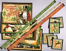Snippets Graphic45 CHRISTMAS TIME (15PC) HAND-CUT scrapbooking VINTAGE HOLIDAYS