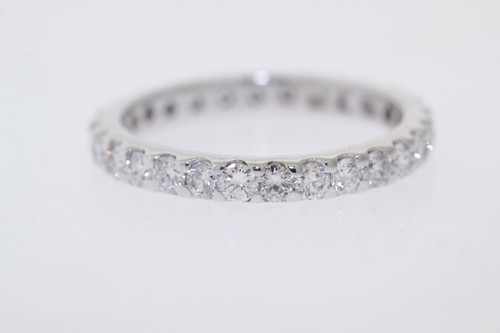 Nuevo 14k Oro Blanco 1.30ct Redondo Diamante Natural French Set Anillo Eternidad - Imagen 5 de 9