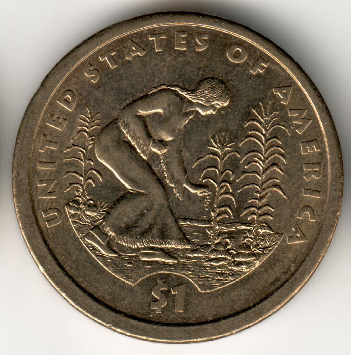 Perna Krick (アメリカ1909-1991)ペルナクリック　少女像 USA - 2009P - Sacagawea 1$ Coin - Spread of Three Sisters