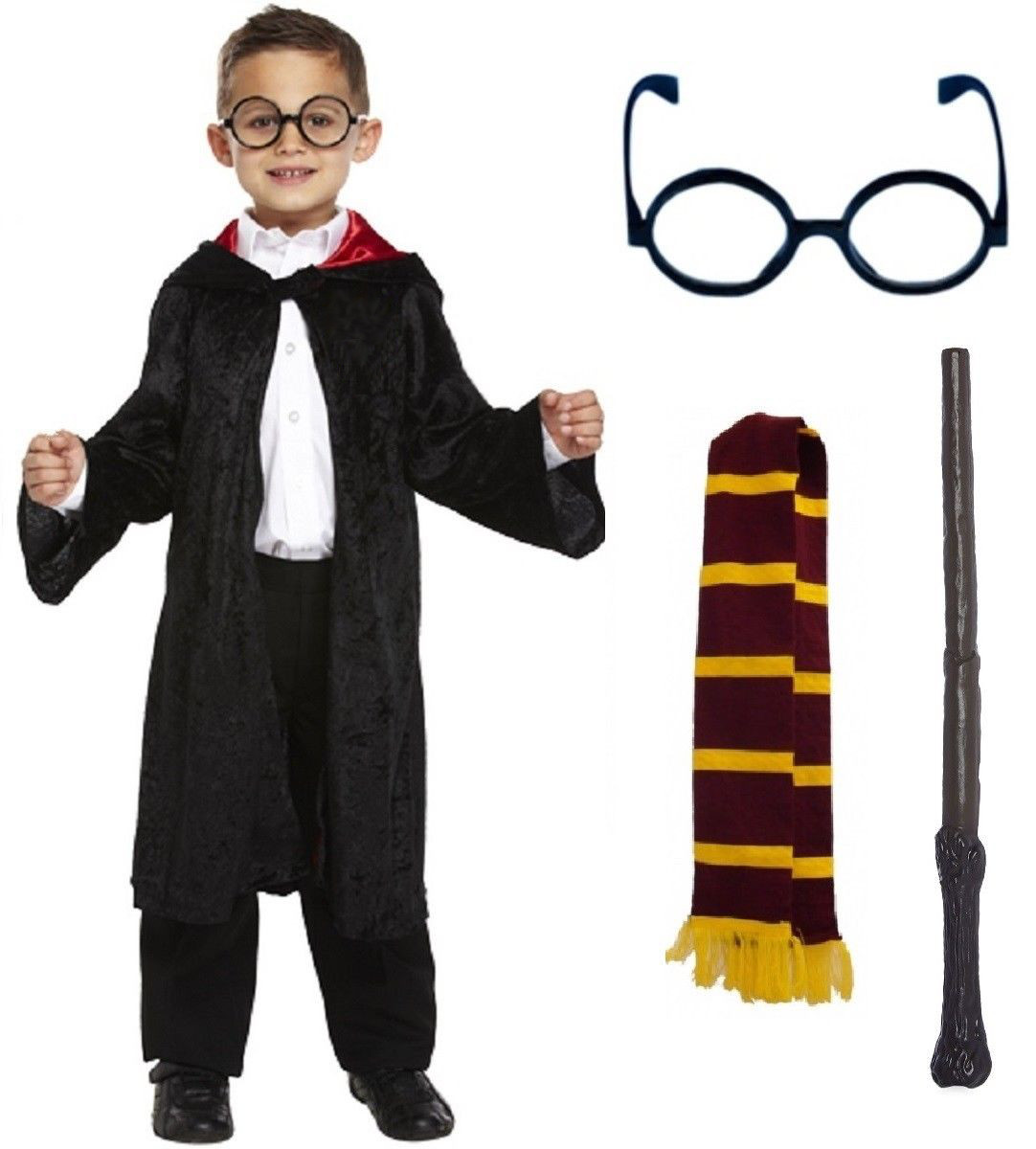 Harry Potter Uniforme Día Mundial Del Libro Túnica Varita Gafas, Bufanda Corbata