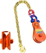 2 Ton Snatch Block with Chain and Swivel Shackle, 3" Sheave ,3/8" In, for Truck