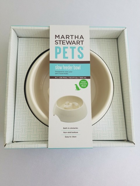 Martha Stewart Pets Gray Slow Feeder Dog Bowl 29 2 Oz For Sale