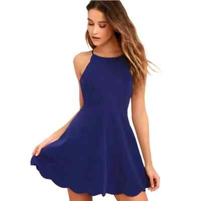 NWT Lulus Play On Curves Royal Blue Backless Dress