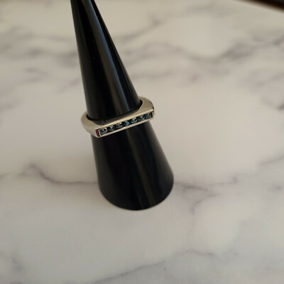 .25ct Blue Diamond Ring in platinum over Silver 