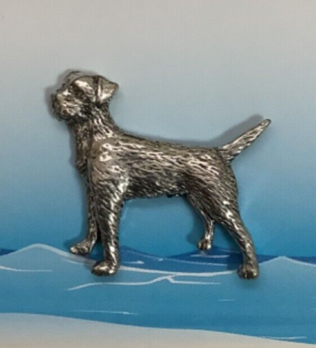 Border Terrier Silver Pewter Lapel Pin Badge (P) - Picture 1 of 2